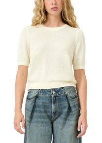 Strickpullover QS, Damen, Gr. XS (34), ecru, Strick, Obermaterial: 50% Baumwolle, 50% Polyacryl, unifarben, normal h&uuml;ftbedeckend, Rundhals, B&uuml;ndchen, Pullover Strickpullover, Halbarm und in Waben-Optik