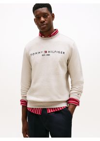 Sweatshirt Tommy Hilfiger "TOMMY LOGO", Herren, Gr. XL, beige (heatherot pebble), Sweatware, Obermaterial: 70% Baumwolle, 30% Polyester, normal h&uuml;ftbedeckend, Rundhals, eingesetzt Rippb&uuml;ndchen, Sweatshirts Sweatshirt, unifarben, casual, regular fit, Baumwollmix, Rundhals