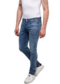 Slim-fit-Jeans Replay "ANBASS HYPERFLEX BIO", Herren, Gr. 30, L&auml;nge 32, blau (grau blau a05), Denim/Jeans, Obermaterial: 88% Baumwolle, 8% Polyester, 4% Elasthan, slim fit lang, Jeans Slim-fit-Jeans, mit Stretch-Anteil