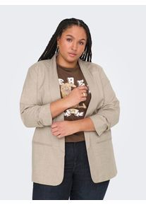 Kurzblazer Only CARMAKOMA "CARELLY 3/4 LIFE BLAZER WVN", Damen, Gr. 54, wei&szlig; (wei&szlig; pepper detail:melange), Web, Obermaterial: 95% Polyester, 5% Elasthan, meliert, regular fit, V-Ausschnitt, Blazer Kurzblazer, Topseller