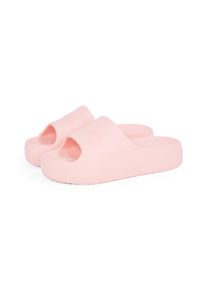 Pantolette Tommy Jeans "TJW CHUNKY POOL SLIDE ESS", Damen, Gr. 39/40, rosa (rose), Synthetik, Schuhe Pantolette, Plateau, Sommerschuh, Schlupfschuh, Bequemschuh, Logoschriftzug