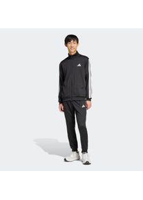 Trainingsanzug adidas Sportswear "3-STREIFEN FRENCH TERRY", Herren, Gr. M, schwarz, Obermaterial: 100% Polyester, Sportanz&uuml;ge Trainingsanzug, zweiteiliges Set, aus French-Terry-Material, mit Rippdetails