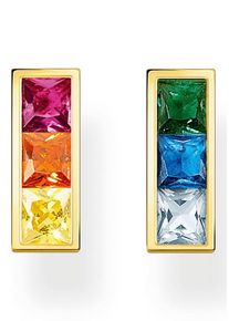Paar Ohrstecker Thomas Sabo "gold, silber", gold (gelbgoldfarben, mehrfarbig, mehrfarbig), Ohrringe, Damen, Silber 925 (recycelt), Paar Ohrstecker, mit Glas-Keramik Stein, Korund, Zirkonia, Spinell (synth.)