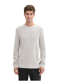 Rundhalspullover Tom Tailor, Herren, Gr. XL, grau (light stone grau melange), Strick, Obermaterial: 100% Baumwolle, unifarben, regular fit taillenlang, Rundhals, B&uuml;ndchen, Pullover Rundhalspullover, mit Rundhalsausschnitt