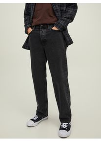 Jack & Jones Loose-fit-Jeans JACK & JONES "JJIEDDIE JJORIGINAL MF 710", Herren, Gr. 34, L&auml;nge 32, schwarz (schwarz denim), Denim/Jeans, Obermaterial: 100% Baumwolle, clean, loose fit kn&ouml;chellang, Jeans Loose-fit-Jeans