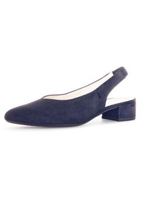 Slingpumps Gabor, Damen, Gr. 38, blau (nachtblau), Ziegenveloursleder, unifarben, Schuhe Slingpumps, Blockabsatz, Abendschuh, Sommerschuh mit elastischem Riemchen, Topseller