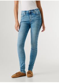 Skinny-fit-Jeans Pepe Jeans "SKINNY JEANS MW", Damen, Gr. 31, L&auml;nge 32, light blau used, Denim/Jeans, Obermaterial: 84% Baumwolle, 15% Polyester, 1% Elasthan, skinny fit lang, Jeans Skinny-fit-Jeans, in verschiedenen Waschungen