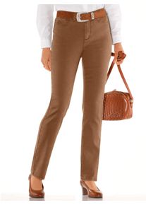 Bequeme Jeans Casual Looks, Damen, Gr. 46, Normalgr&ouml;&szlig;en, braun, 72% Baumwolle, 25% Polyester, 3% Elasthan, unifarben, lang, Jeans Bequeme Jeans