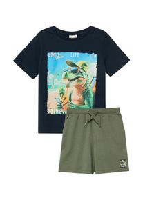 Shirt & Shorts s.Oliver JUNIOR, Jungen, Gr. 92/98, navy, Jersey, Obermaterial: 100% Baumwolle, bedruckt, unifarben, KOB Set-Artikel Shirt & Shorts