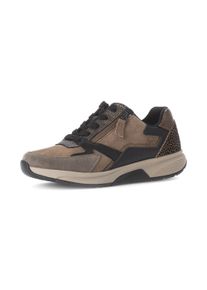 Keilsneaker ROLLINGSOFT, Damen, Gr. 43, braun (beige, braun kombiniert), Kalbsleder, Veloursleder, kontrastfarbene Details, Schuhe Keilsneaker, Schn&uuml;rer, Halbschuh, Freizeitschuh mit zus&auml;tzlichem Rei&szlig;verschluss