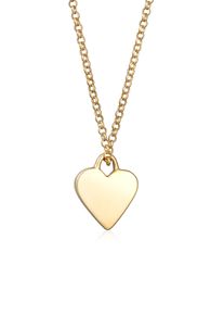 Kette mit Anh&auml;nger Elli "Halskette Herz Pl&auml;ttchen Anh&auml;nger Filigran 925 Silber" Gr. 42, gold, Halsketten, Damen, ohne Stein, Silber 925 (Sterlingsilber), Kette mit Anh&auml;nger