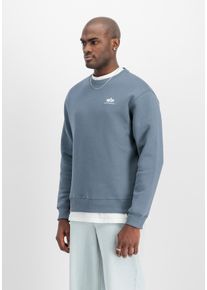 Sweatshirt Alpha Industries "Basic Sweater small Logo", Herren, Gr. M, blau (denim blau), angeraute Sweatware, Obermaterial: 80% Baumwolle, 20% Polyester, bedruckt, normal normal, Rundhals, Rippb&uuml;ndchen, Sweatshirts Sweatshirt, Baumwollmischung, regular fit