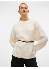 V&eacute;ro Moda Strickpullover VERO MODA "VMBOOM LS O-NECK PULLOVER GA NOOS", Damen, Gr. M, beige (birch detail:melange), Strick, Obermaterial: 85% Polyester, 7% Polyacryl, 5% Wolle, 3% Elasthan, meliert, loose fit normal, Rundhals, Rippstrickb&uuml;ndchen, Pullover Strickpullover