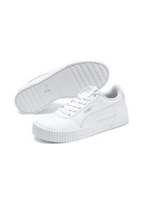 Sneaker Puma "CARINA L", Damen, Gr. 38, wei&szlig; (Puma wei&szlig;, Puma wei&szlig;, Puma silber), Leder, unifarben, Schuhe Sneaker, mit perforierten Details, rutschfeste Gummilaufsohle, Topseller