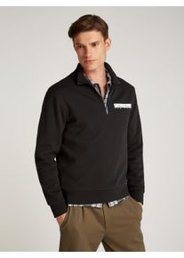 Sweatshirt Calvin Klein "NY CHEST BOX LOGO Q-ZIP", Herren, Gr. XL, schwarz (ck schwarz), Sweatware, Obermaterial: 64% Baumwolle, 36% Polyester, unifarben, regular fit, elastischer Bund, Sweatshirts Sweatshirt