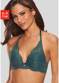 Neckholder-BH Nuance "Vivianna", Damen, Gr. 75, Cup B, gr&uuml;n (tannengr&uuml;n), Microtouch, Obermaterial: 60% Polyamid, 35% Polyester, 5% Elasthan, BHs Neckholder-BH, mit verschiedenen Tragevarianten, mit floraler Spitze, Dessous