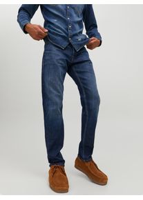 Jack & Jones Tapered-fit-Jeans JACK & JONES "JJIMIKE JJORIGINAL CJ SN", Damen, Gr. 34, L&auml;nge 32, blau (blau denim), Denim/Jeans, Obermaterial: 95% Baumwolle, 4% Elastomultiester, 1% Elasthan, Abriebeffekte, bequem, Jeans Tapered-fit-Jeans, mit Five-Pocket-Design