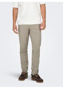 Only & Sons Anzughose ONLY & SONS "ONSMARK PETE SLIM DOBBY 0058 PANT NOOS", Herren, Gr. 29, L&auml;nge 34, grau (fallen rock), Web, Obermaterial: 88% Baumwolle, 9% Polyester, 3% Elasthan, unifarben, slim fit normal, Hosen Anzughose