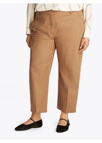Chinohose Tommy Hilfiger Curve "CRV CO SLIM STRAIGHT CHINO", Damen, Gr. 54, N-Gr, beige (safari canvas), Web, Obermaterial: 65% Baumwolle, 33% Lyocell, 2% Elasthan, unifarben, straight fit kn&ouml;chellang, Hosen Chinohose, in Gro&szlig;en Gr&ouml;&szlig;en, Chino Qualit&auml;t