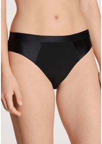 Slip Calida "Cate", Herren, Gr. S (40/42), schwarz, Single Jersey, Obermaterial: 92% Baumwolle, 8% Elasthan, unifarben, normal, Unterhosen Slip, schimmernde Satin-Blende, femininer Look, Single Jersey, elastisch