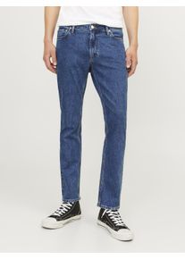 Jack & Jones Regular-fit-Jeans JACK & JONES "JJICLARK JJEVAN AM 795 NOOS", Herren, Gr. 28, L&auml;nge 32, blau (blau denim), Denim/Jeans, Obermaterial: 69% Baumwolle, 30% Lyocell (TENCEL&trade;), 1% Elasthan, Abriebeffekte, regular fit normal, Jeans Regular-fit-Jeans