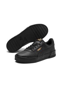 Sneaker Puma "CARINA L", Damen, Gr. 42,5, schwarz (Puma schwarz, Puma schwarz, Puma team gold), Leder, Schuhe Sneaker, mit perforierten Details, rutschfeste Gummilaufsohle