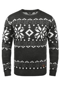 !Solid Rundhalspullover SOLID "Rundhalspullover SDNorwig", Herren, Gr. XL, grau (dar grau m), Obermaterial: 100% Polyacryl PAN., gemustert, Pullover Rundhalspullover