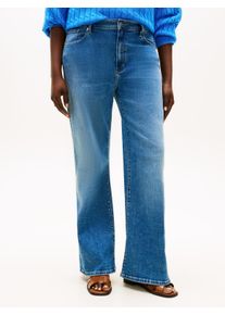 Bootcut-Jeans Tommy Hilfiger Curve "CRV DNM FINN FLARE RW", Damen, Gr. 50, N-Gr, finn, Denim/Jeans, Obermaterial: 82% Baumwolle, 16% Polyester, 2% Elasthan, unifarben, bootcut fit kn&ouml;chellang, Jeans Bootcut-Jeans, in gro&szlig;en Gr&ouml;&szlig;en, in ausgestellter Form