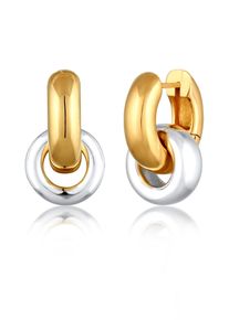 Paar Creolen Elli "Ohrringe Creolen Einh&auml;nger Kreis 925 Sterling Silber" Gr. 22, bunt (zweifarbig), Ohrringe, Damen, 22, ohne Stein, Silber 925 (Sterlingsilber), Paar Creolen