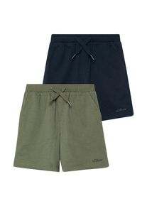 Shorts s.Oliver JUNIOR, Jungen, Gr. 104, N-Gr, khaki, dunkelblau, Sweatware, Obermaterial: 60% Baumwolle, 40% Polyester, meliert, ca. Mitte Oberschenkel, Hosen Shorts, mit Kordelzug, Logoprint, Topseller