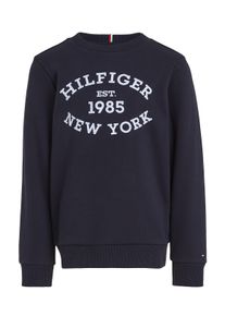 Sweatshirt Tommy Hilfiger "MONOTYPE FLOCK REG SWEATSHIRT", Jungen, Gr. 86, blau (desert sky), Sweatware, Obermaterial: 88% Baumwolle, 12% Polyester, bedruckt, unifarben, Basic, Rundhals, B&uuml;ndchen, Sweatshirts Sweatshirt, Baby bis 2 Jahre; mit Frontprint; Rundhals, Langarm