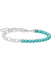 Charm-Armband Thomas Sabo "mit Beads" Gr. 19, bunt (silberfarben, t&uuml;rkis, t&uuml;rkis), Armb&auml;nder, Damen, 19, Silber 925 (recycelt), Charm-Armband, mit Onyx oder T&uuml;rkis-Imitat