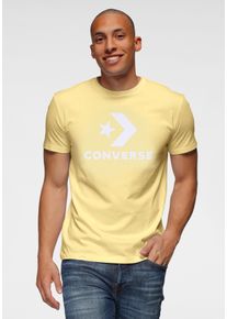 T-Shirt Converse "Unisex GO-TO STAR CHEVRON LOGO STANDARD-FIT", Damen, Gr. XL, gelb (like butter), Single Jersey, Obermaterial: 100% Baumwolle, Rundhals, normaler Saum, Shirts T-Shirt, Unisex