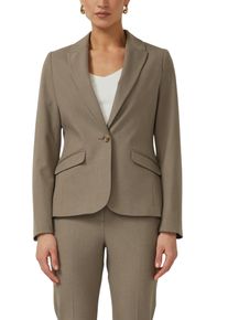 Jackenblazer s.Oliver BLACK LABEL, Damen, Gr. 48, schwarz beige, Web, Obermaterial: 62% Polyester, 33% Viskose, 5% Elasthan, meliert, unifarben, slim fit h&uuml;ftbedeckend, tiefer V-Ausschnitt, Blazer Jackenblazer, mit 1-Knopf-Verschluss