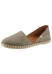 Espadrille VERBENAS "CARMEN SERRAJE", Damen, Gr. 40, gr&uuml;n (hellkhaki), Veloursleder, Schuhe Espadrille, Schlupfschuh, Sommerschuh, Loafer mit typischem Jute-Rahmen