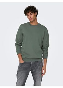 Only & Sons Sweatshirt ONLY & SONS "ONSCERES CREW NECK NOOS", Herren, Gr. XL, grau (castor gray), angeraute Sweatware, Obermaterial: 65% Baumwolle, 35% Polyester, unifarben, regular fit normal, Rundhals, Rippb&uuml;ndchen, Sweatshirts Sweatshirt, Baumwollmischung, regular fit