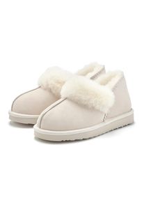 Hausschuh Vivance Dreams "Pl&uuml;sch Hausschuh, Pantolette, Pantoffel, Homeslippers", Damen, Gr. 36, beige, Obermaterial: 100% Rindsleder. Decksohle: 100% Lammfell. Futter: 100% Lammfell. Laufsohle: 100% Synthetik, unifarben, Schuhe Hausschuh, mit kuscheligem Lammfell aus Leder