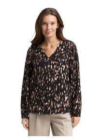 Langarmbluse Tom Tailor, Damen, Gr. 38, braun sparkle design, Web, Obermaterial: 100% Viskose, bedruckt, regular fit normal, V-Ausschnitt, elastischer Bund, Blusen Langarmbluse, mit All-Over Print
