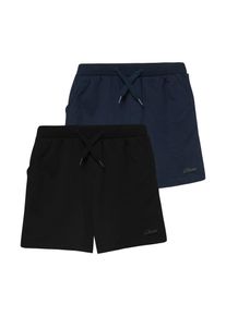 Shorts s.Oliver JUNIOR, Jungen, Gr. 140, N-Gr, schwarz, dunkelblau, Sweatware, Obermaterial: 60% Baumwolle, 40% Polyester, meliert, ca. Mitte Oberschenkel, Hosen Shorts, mit Kordelzug, Logoprint