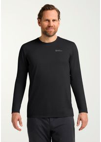 Rundhalspullover Jack Wolfskin "SKY THERMAL L/S M", Herren, Gr. M (50), schwarz, Obermaterial: 100% Polyester, Pullover Rundhalspullover