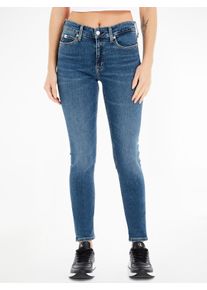 Skinny-fit-Jeans Calvin Klein Jeans "MID RISE SKINNY", Damen, Gr. 25, L&auml;nge 30, blau (denim schwarz), Denim/Jeans, Obermaterial: 94% Baumwolle, 4% Elastomultiester, 2% Elasthan, unifarben, skinny fit lang, Jeans Skinny-fit-Jeans, 5-Pocket-Form