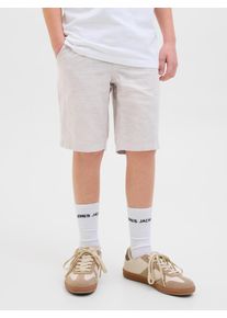 Jack & Jones Shorts JACK & JONES JUNIOR "JPSTJAIDEN JJSUMMER JOGGER SHORT SN JNR", Jungen, Gr. 140, N-Gr, beige (crockery), Web, Obermaterial: 74% Baumwolle, 26% Leinen, unifarben, relaxed fit kniefrei, Hosen Shorts