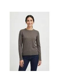 Strickpullover Freequent "FQKATIE-PULLOVER", Damen, Gr. L, braun (morel melange), Strick, Obermaterial: 82% Viskose, 16% Polyamid, 2% Elasthan, unifarben, bequem h&uuml;ftbedeckend, Rundhals, B&uuml;ndchen, Pullover Strickpullover, mit Zierkn&ouml;pfen