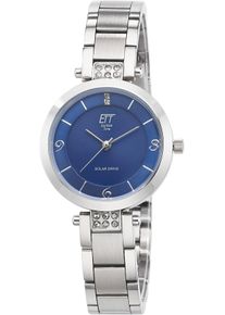Solaruhr ETT "Solar Drive", silber (silberfarben, blau), Armbanduhren, Damen, Solaruhr, Armbanduhr, Damenuhr, Edelstahlarmband