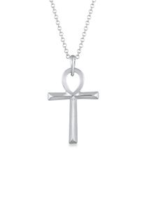 Lange Kette Kuzzoi "Halskette Herren Ankh Kreuz Anh&auml;nger 925 Silber" Gr. 60, silber, Halsketten, Herren, ohne Stein, Silber 925 (Sterlingsilber), Lange Kette