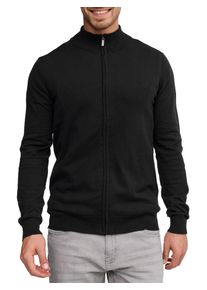 Strickjacke INDICODE "Tinos", Herren, Gr. S, schwarz, Strick, Obermaterial: 80% Baumwolle, 20% Polyamid, unifarben, normal, hoch geschlossener Ausschnitt, Strickjacken Strickjacke, Topseller