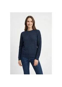 Strickpullover Freequent "FQDODO", Damen, Gr. XXL, blau (vintage indigo), Strick, Obermaterial: 100% Baumwolle, unifarben, bequem h&uuml;ftbedeckend, Rundhals, B&uuml;ndchen, Pullover Strickpullover, mit feinster Lochstickerei