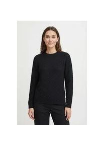 Strickpullover Freequent "FQDODO", Damen, Gr. XXL, schwarz, Strick, Obermaterial: 100% Baumwolle, unifarben, bequem h&uuml;ftbedeckend, Rundhals, B&uuml;ndchen, Pullover Strickpullover, mit feinster Lochstickerei