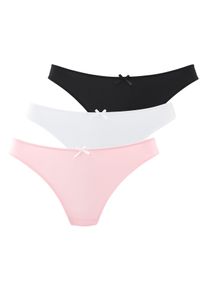 String Petite Fleur, Damen, Gr. 32/34, 3 Stk., rosa, wei&szlig;, schwarz, Microtouch, Obermaterial: 87% Polyamid, 13% Elasthan, Unterhosen String, mit blumiger Spitze