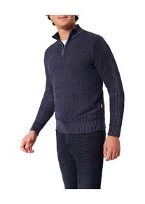 Strickpullover, Herren, Gr. XL, blau (night sky washed), Strick, Obermaterial: 100% Baumwolle, Pioneer Authentic Jeans, gemustert, regular fit taillenbedeckt, ohne Ausschnitt, Rippb&uuml;ndchen, Pullover Strickpullover, mit Strickmuster